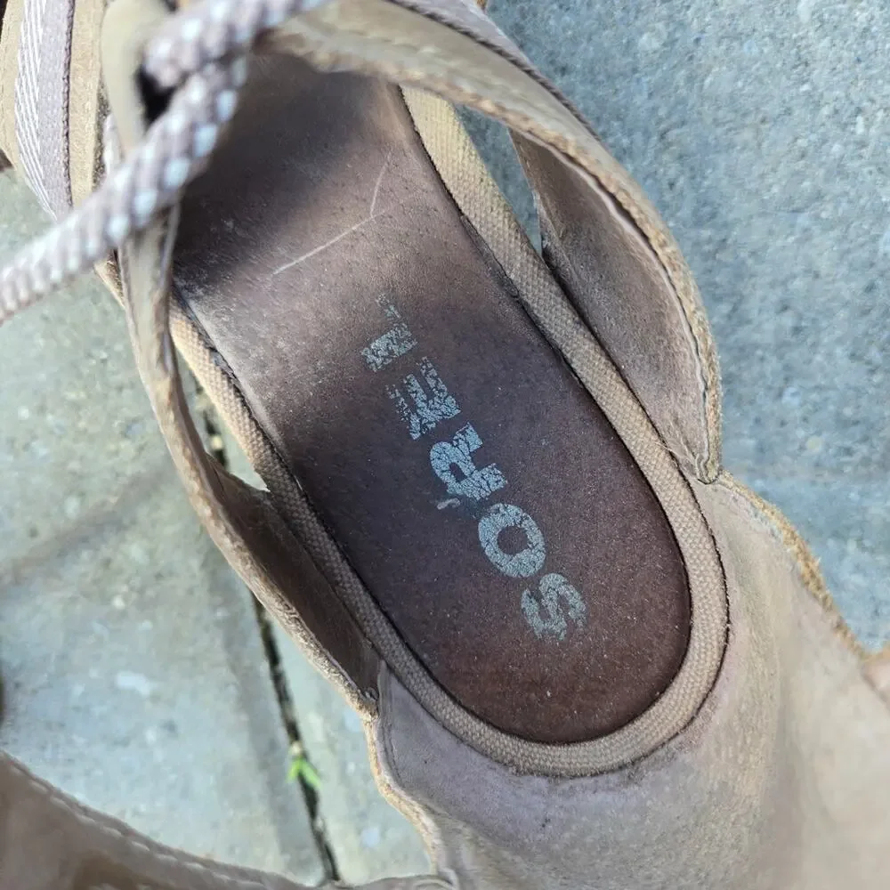 SOREL wedge sandals womens sz 8.5 JOANIE II lace up